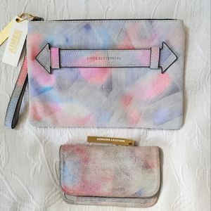 Amy Krestenberg Metallic Shimmer Suede Wallet & Wristlet
